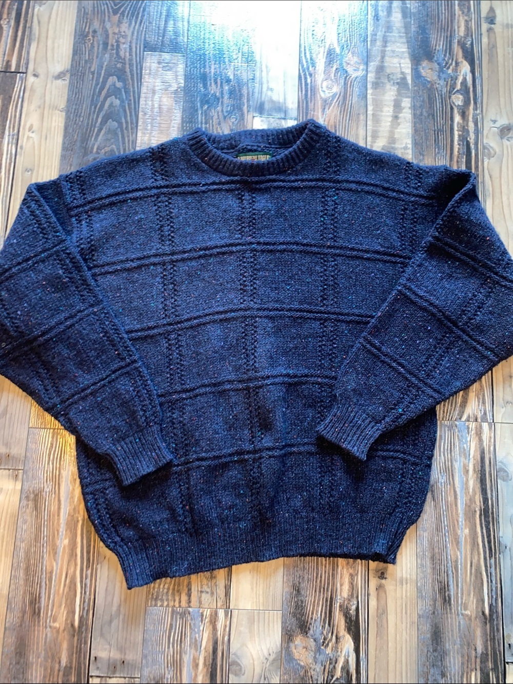 Vintage 90s American Eagle Outfitters Donegal style yarn Navy Textured Crewneck